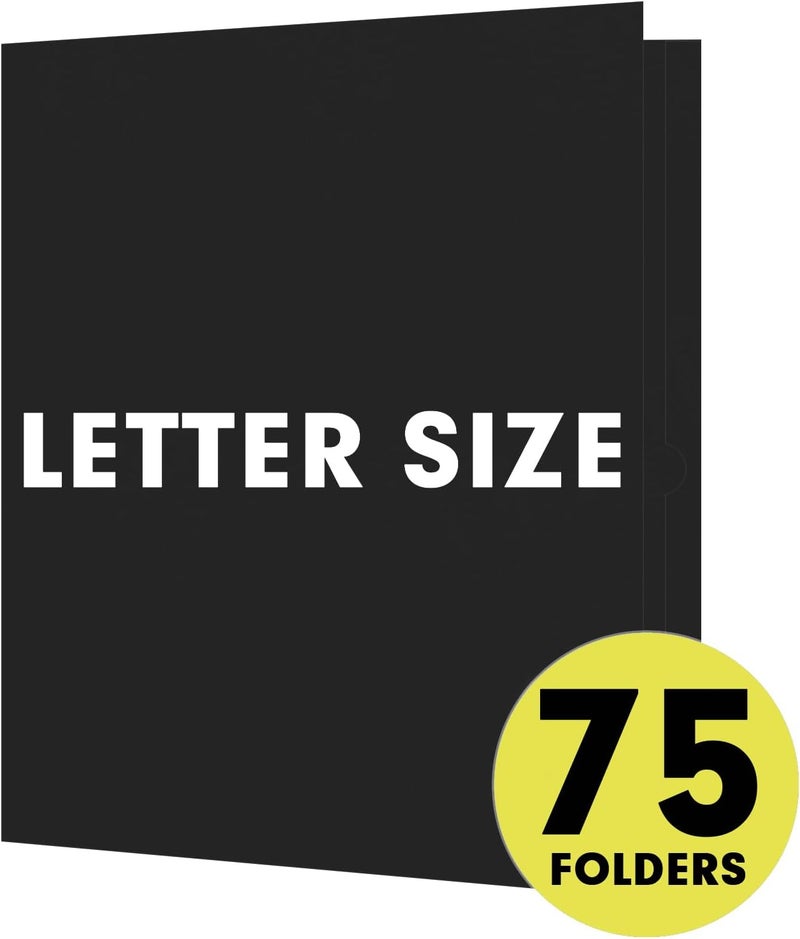 RAZCC Two Pocket Folders, 75 Pack 2 Pocket Folders Fit Letter Size Paper, Paper Folders with Pockets for School Office Business Home (Black) - Image 4